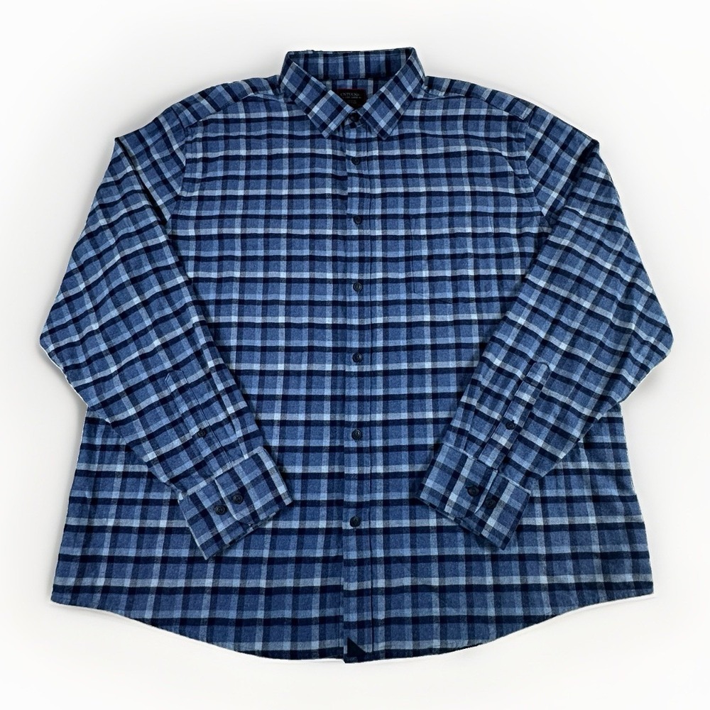UNTUCKit Caylise Mens XXXL Blue Plaid Flannel Shirt 100% Cotton Button Up Casual
